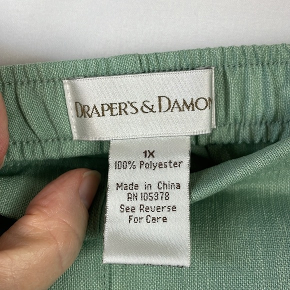 Draper's & Damons Light Green Pants w/Elastic Waist & Side Seam Pockets -Size 1X - Picture 8 of 9
